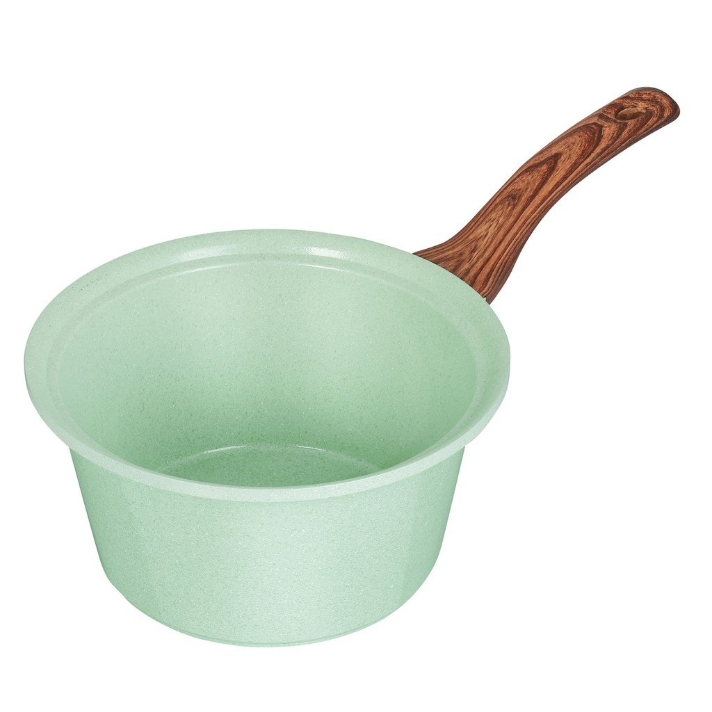 Bộ 2 nồi và 1 quánh đúc đáy từ men chống dính ceramic Greencook màu xanh ngọc và màu hồng gồm quánh size 18cm, nồi 20 và 24cm- hàng chính hãng