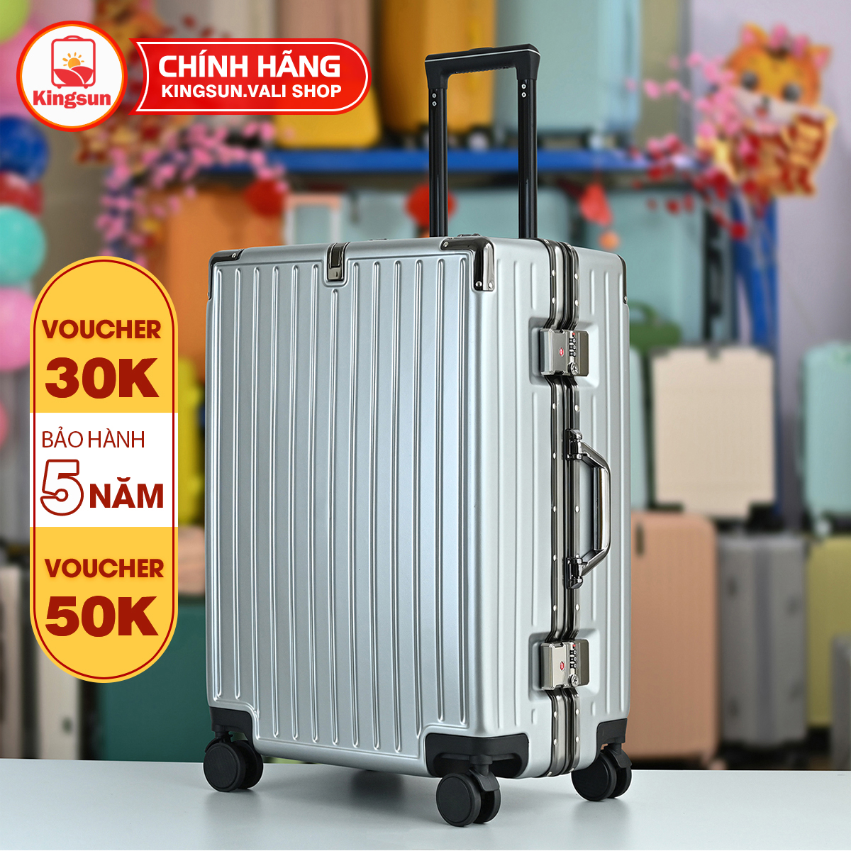 Hình ảnh Vali Khung Nhôm Khoá Sập KS-066 Size 20/24 cao cấp chống rạch móc,chống va đập