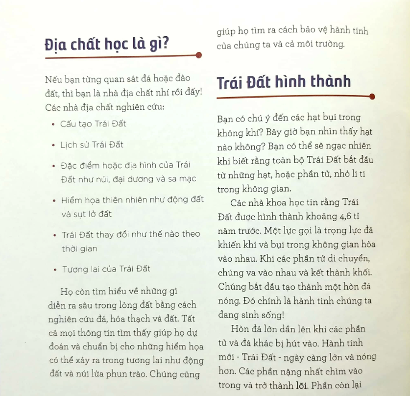 Sách Nhà khoa học nhí. Tìm hiểu địa chất - Đá, khoáng chất và mặt đất dưới chân ta