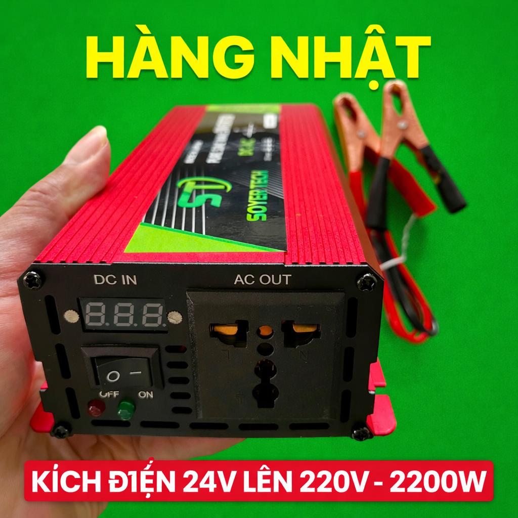 Biến Tần Kích Điện 24V Lên 220V 2200W Sin Chuẩn – Hàng Nhật Cao Cấp