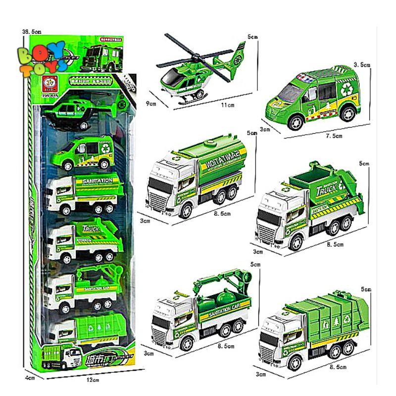 Đồ chơi set 6 xe vận tải chạy đà cho bé thỏa sức vui chơi