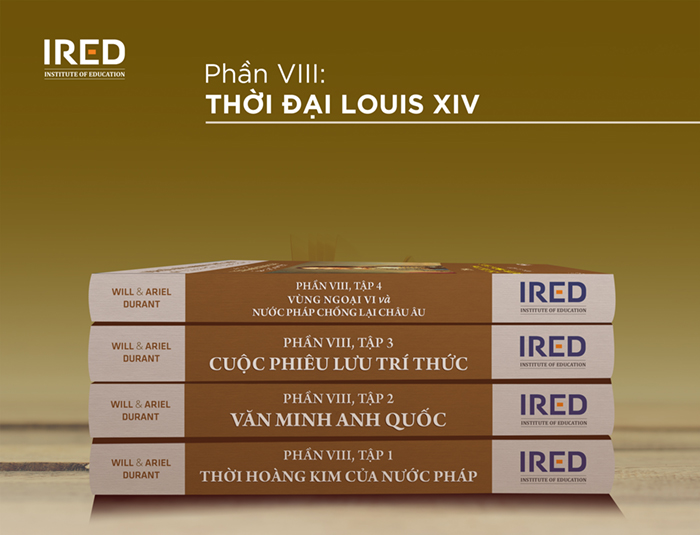 [Nhập 241120KB12 giảm 20K] Sách IRED Books - Lịch sử văn minh thế giới phần 8 : Thời đại Louis XIV - Will Durant (trọn bộ 4 tập)