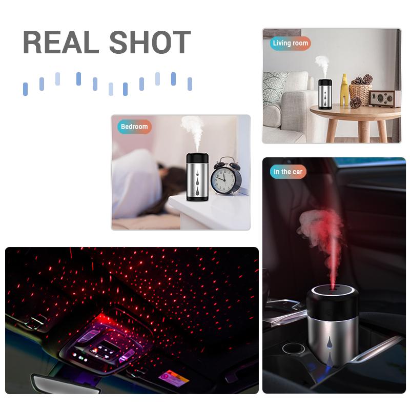 Máy Tạo Độ Ẩm Phun Sương Tinh Máy Khuếch Tán Tinh Dầu 300Ml Phun Sương Tạo USB Thấp Decibel Tắt Tiếng Máy Phun Sương Tạo Độ Ẩm Đầy Sao Bầu Khí Quyển Ánh Sáng