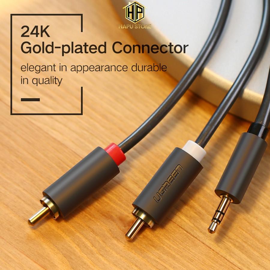 Cáp Audio 3.5mm 1 ra 2 RCA Ugreen 10772 dài 1m chính hãng - Hàng Chính Hãng