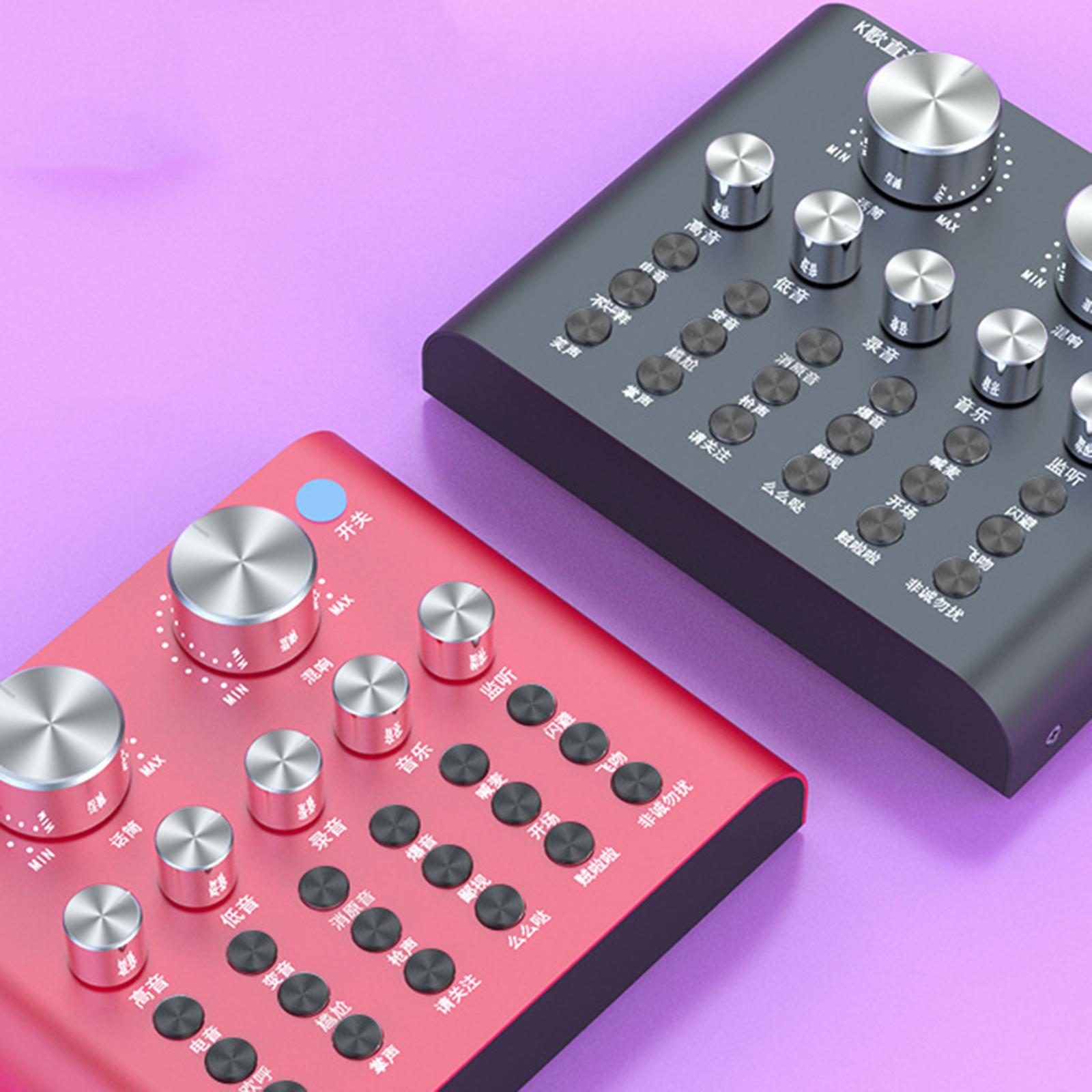 V8 External Sound Card, Universal Portable Sound Card with Volume Control for Live Streaming, 12 Types of Electro Acoustic