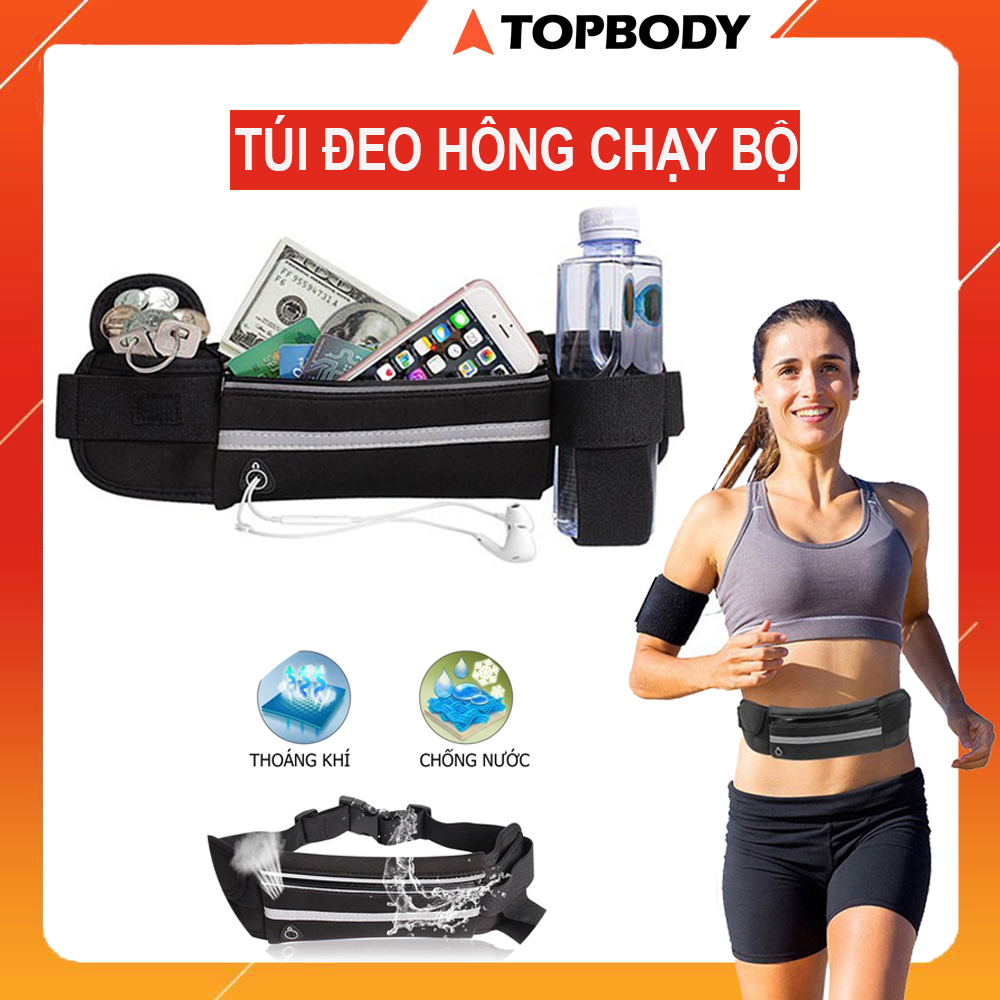 Túi chạy bộ đeo hông nhỏ gọn, chống nước chính hãng TopBody, đựng ví tiền, điện thoại, chìa khóa