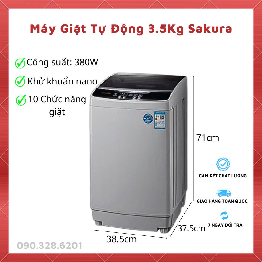 Máy Giặt Mini Tự Động 3.5kg Có Khử Khuẩn UV, Máy Giặt Đồ Trẻ Em Người Già, Máy Giặt Cửa Trên