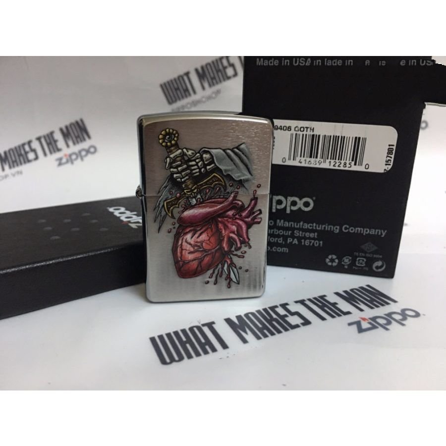 Bật Lửa Zippo Goth Brushed Chrome Chính Hãng Usa