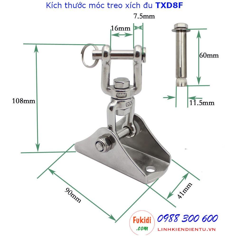 Móc treo xích đu, treo ghế đu, hình nỉa SU304 tải 450kg - TXD8F