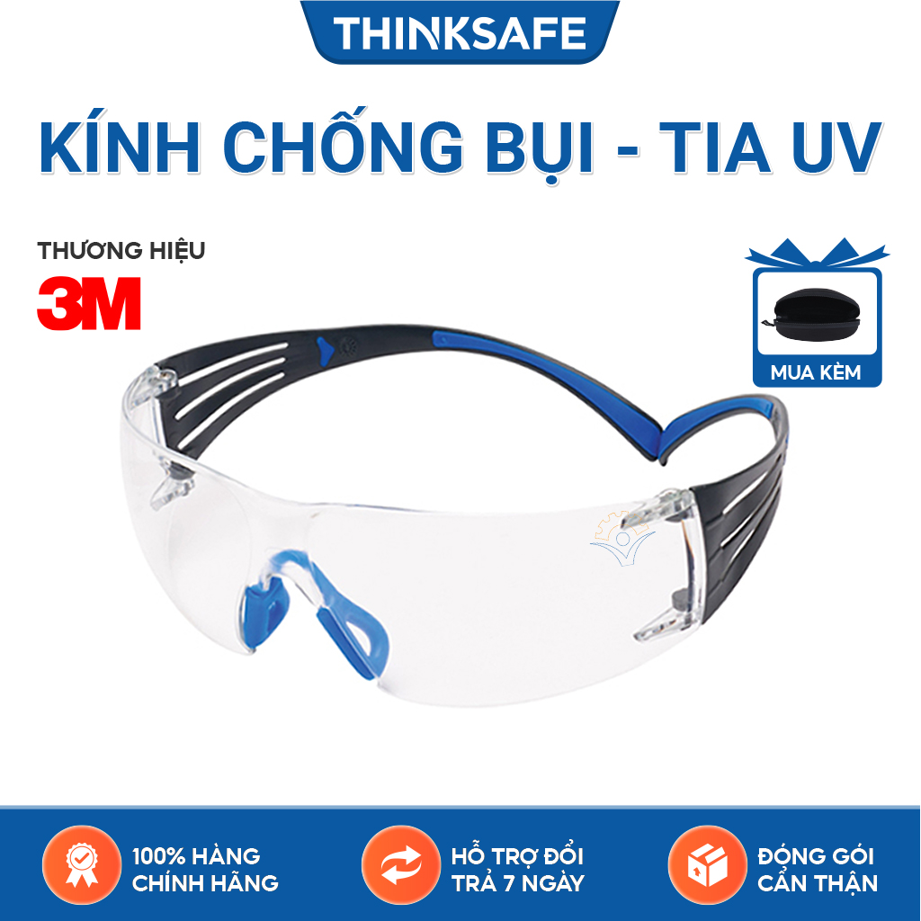 Kính bảo hộ 3M SF401SGAF kính chống bụi, chống hơi nước trầy xước vượt trội, ngăn chặn tia UV, mắt kính lao động, xe máy