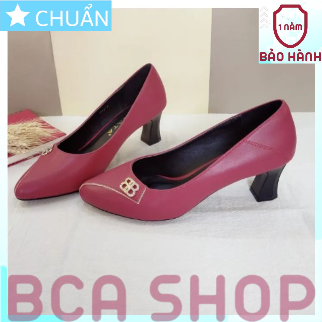 Giày cao gót nữ 5p RO375 ROSATA tại BCASHOP mũi tròn nhẹ nhấn 1 đường hạt lấp lánh - màu đỏ