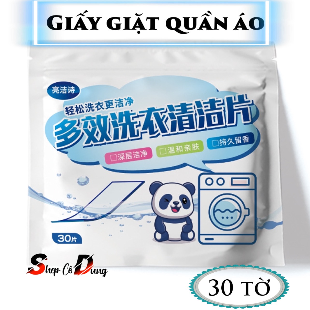 Giấy giặt quần áo túi 30 tờ, an toàn lành tính. Giấy giặt sinh học công nghệ hiện đại, hiệu quả cao