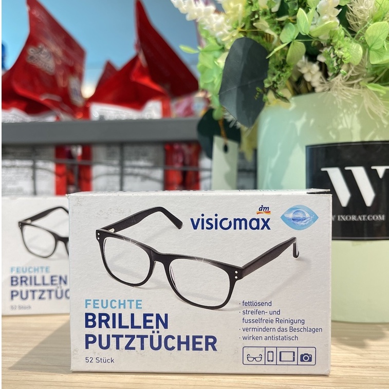 Khăn giấy lau mắt kính Visomax hộp 52 miếng [ Made in Germany ] làm sạch, ngăn ngừa mờ sương, chống mỡ