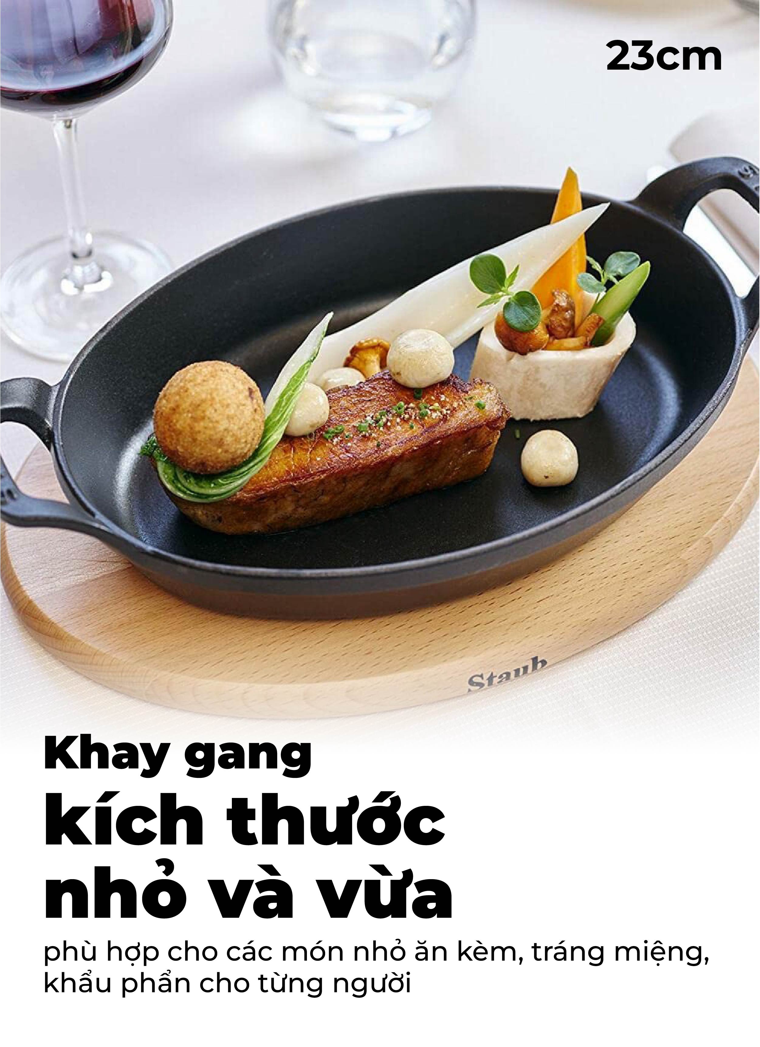 Staub - Khay oval màu đen - 37cm (B)