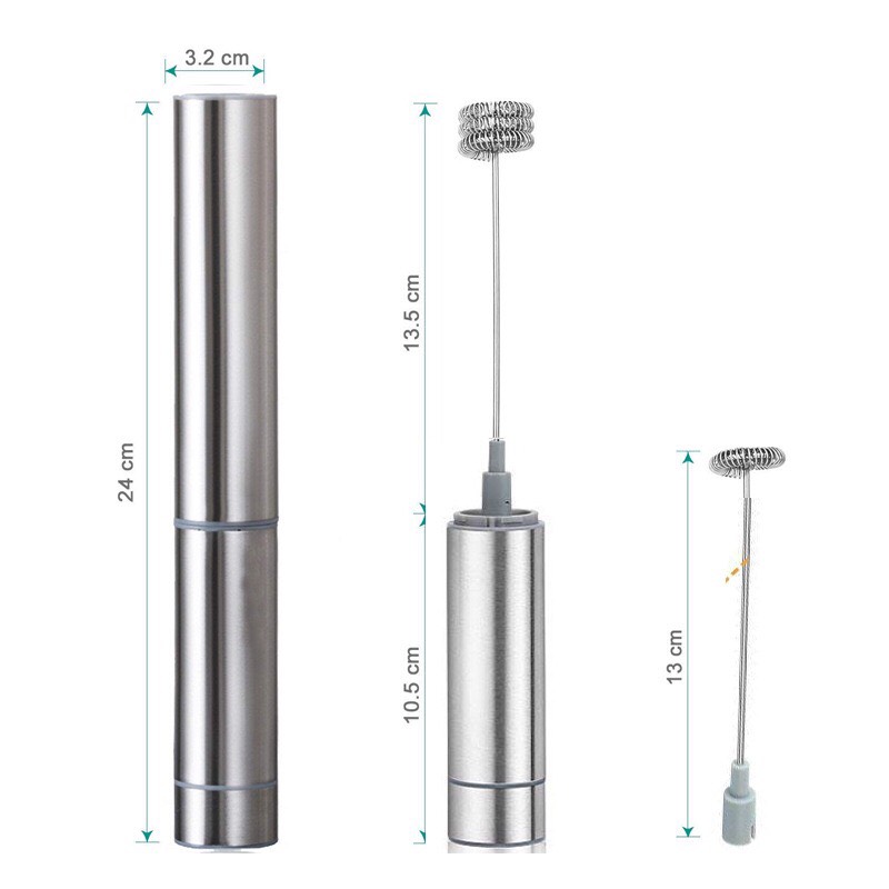 Máy Đánh Trứng, Tạo Bọt Sữa,Cafe Cầm Tay 2 Trong 1 Inox Cao Cấp #304 - Thép Không Gỉ