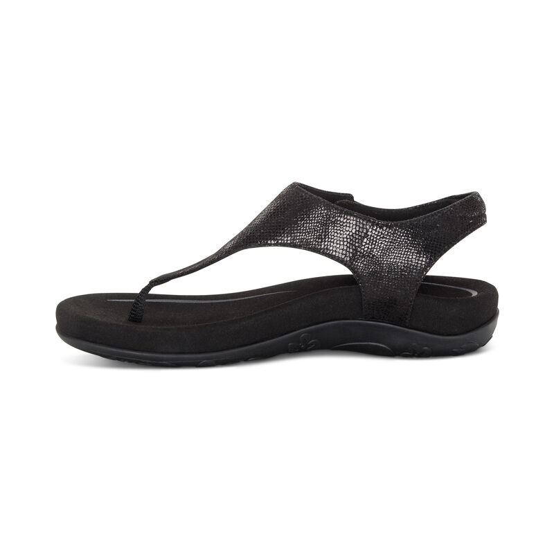 Giày sandal sức khỏe nữ Aetrex Ellie Black - giày quai hậu nâng vòm, đế đệm giảm đau chân