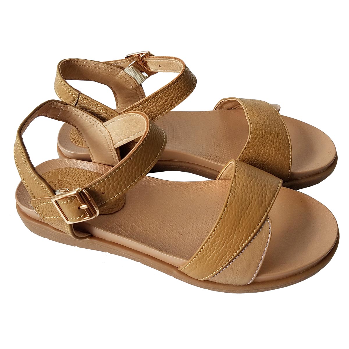 Giày Sandal Nữ Da Bò Thật Biggben Cao Cấp Sdn82 - Nâu Sữa - 37
