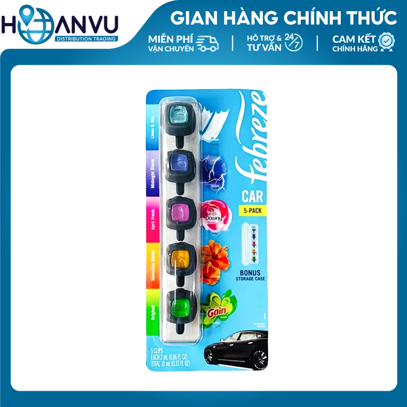 Tinh Dầu Thơm Ôtô 5in1 Febreze Air Freshener Car Vent Clips