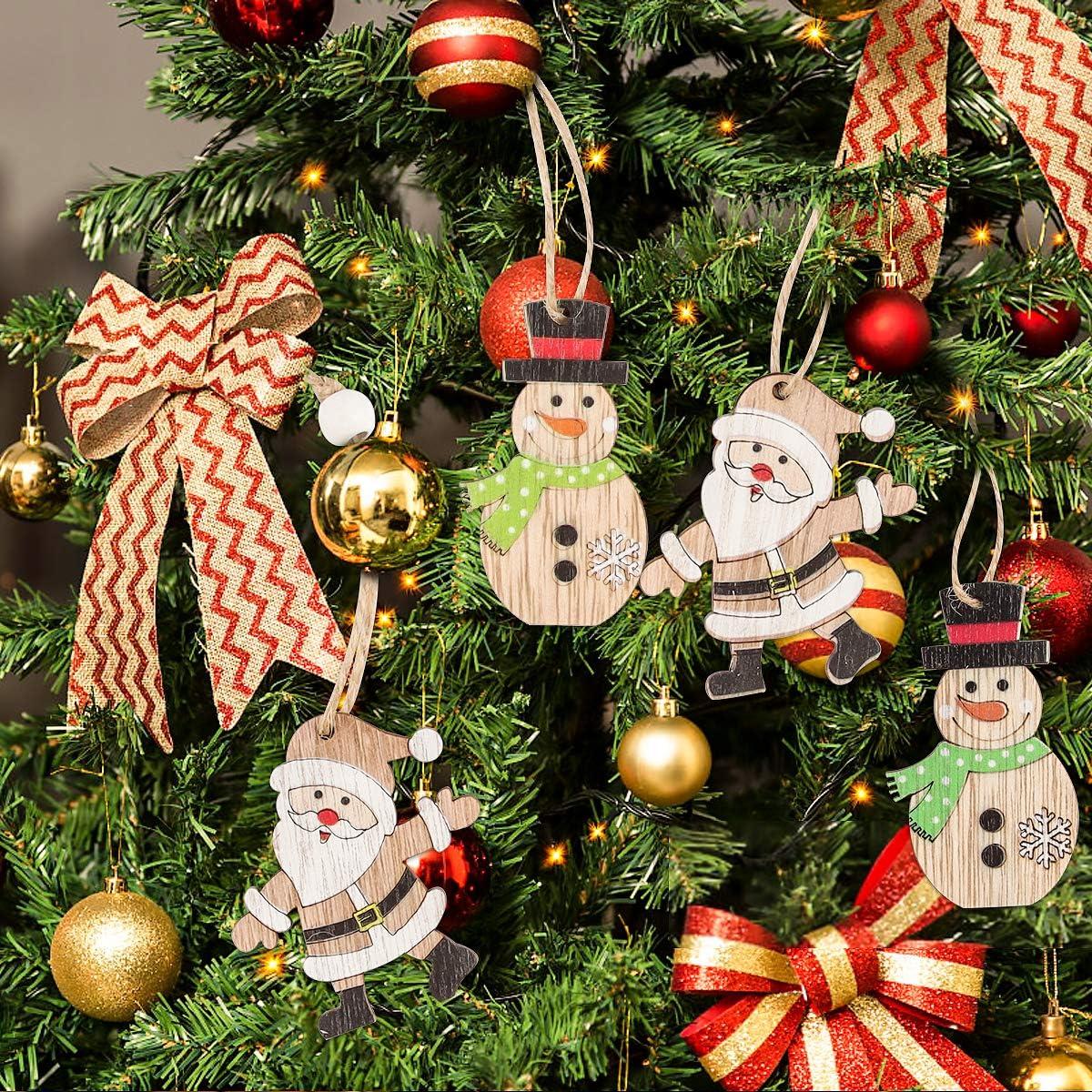 Trang trí cây Giáng sinh bằng gỗ để treo, treo đồ trang trí trong gỗ Giáng sinh, bộ chip gỗ trang trí đầy màu sắc, mặt dây chuyền Giáng sinh với hộp lưu trữ và khăn quàng cổ