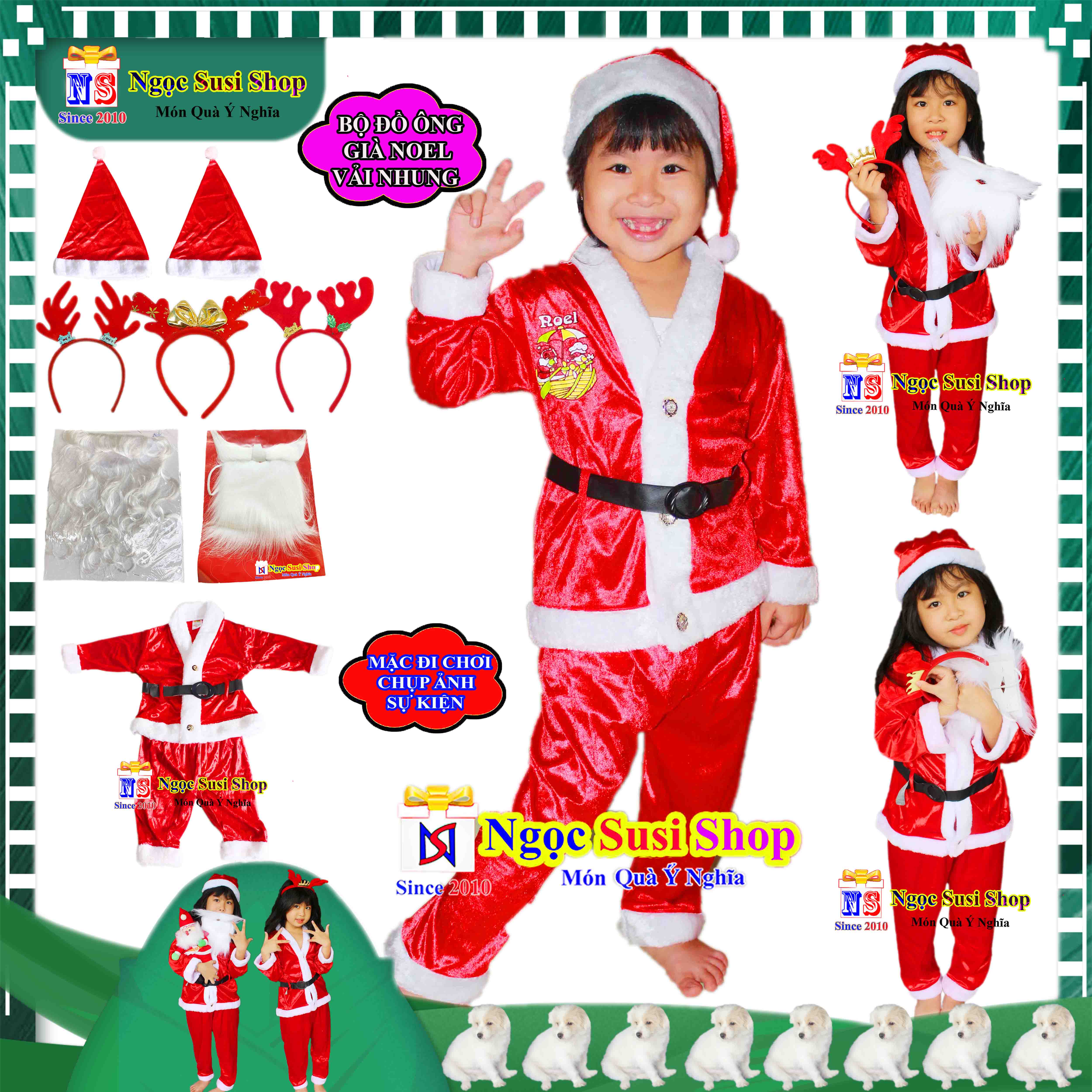 BỘ ĐỒ ÔNG GIÀ NOEL CHẤT VẢI NHUNG CAO CẤP CHO BÉ TỪ 1 - 10 TUỔI MẶC ĐI CHƠI CHỤP ẢNH SIÊU ĐẸP