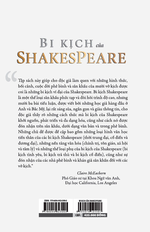 Bi Kịch Của Shakespeare (The Cambridge Companion to Shakespearean Tragedy) - Claire McEachern - Bùi Xuân Linh dịch - (bìa cứng có bìa áo)