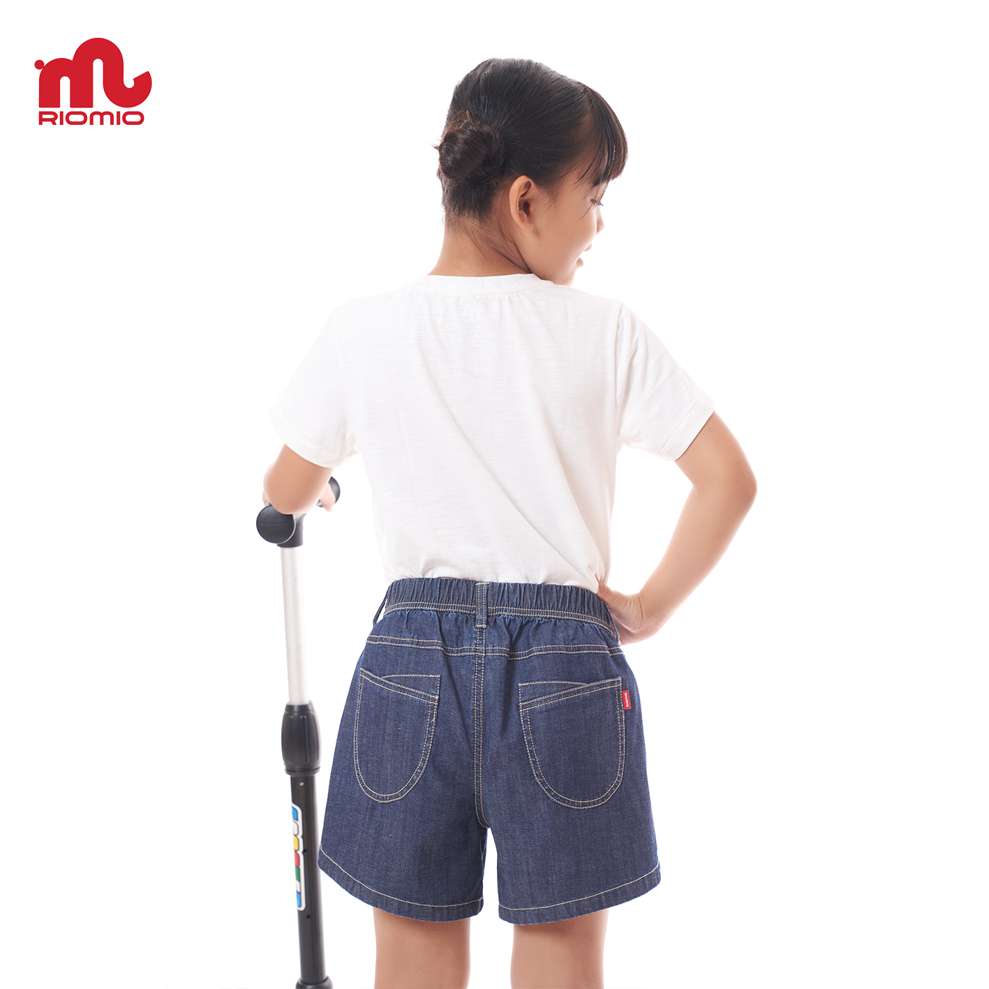 Quần short jeans cao cấp Riomio cho bé gái gấu lượn, xinh cá tính 100%cotton USA- RO079