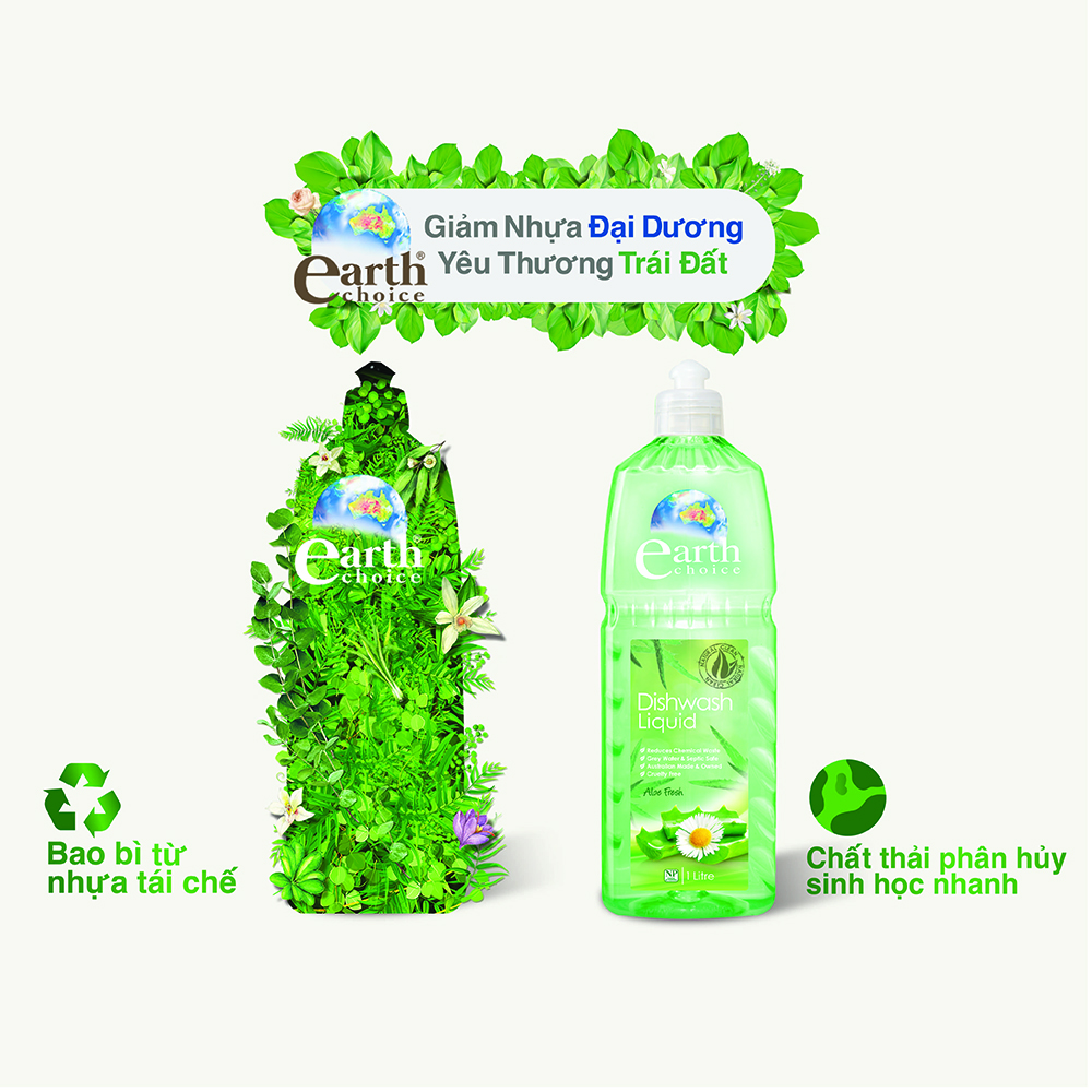 Nước rửa chén cao cấp Earth Choice Aloe Fresh 1L