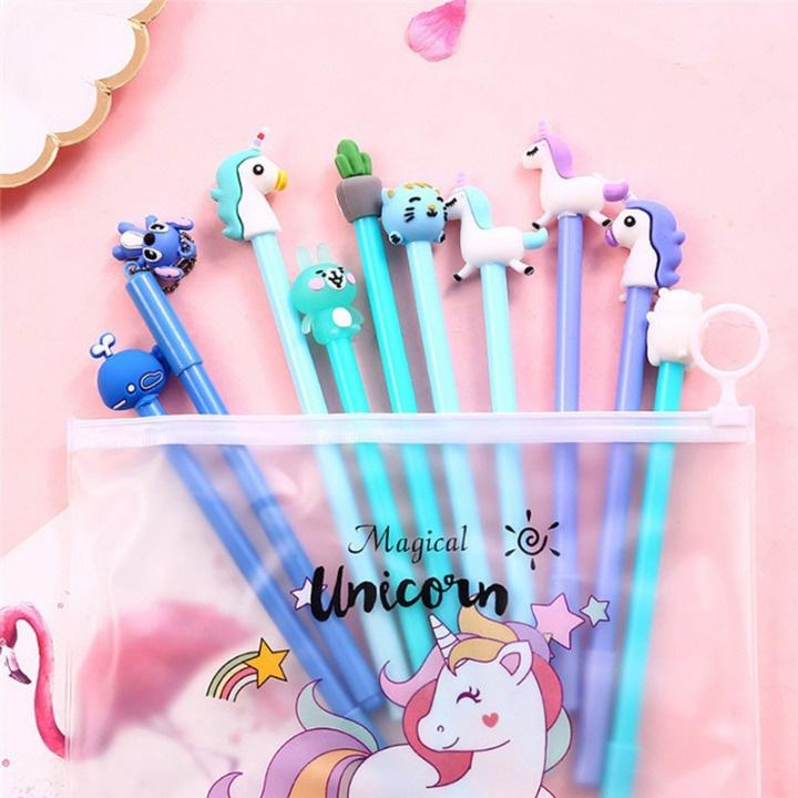 Bút bi mực gel cute SET 10 BÚT nét ngòi 0.5mm theo tone màu kèm túi xinh