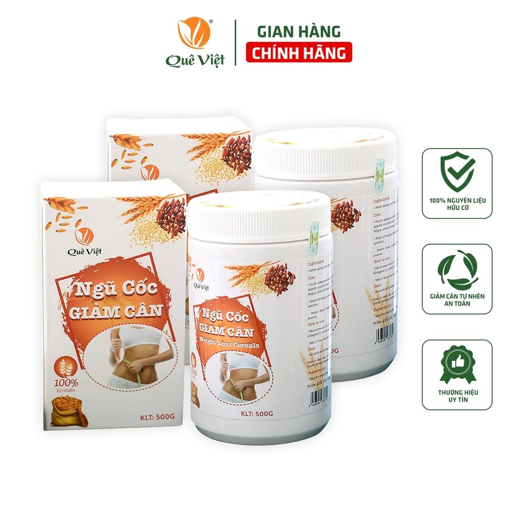 Ngũ cốc giảm cân ăn kiêng Quê Việt 100% nguyên liệu hữu cơ tự nhiên, an toàn 2 hộp x 500gr