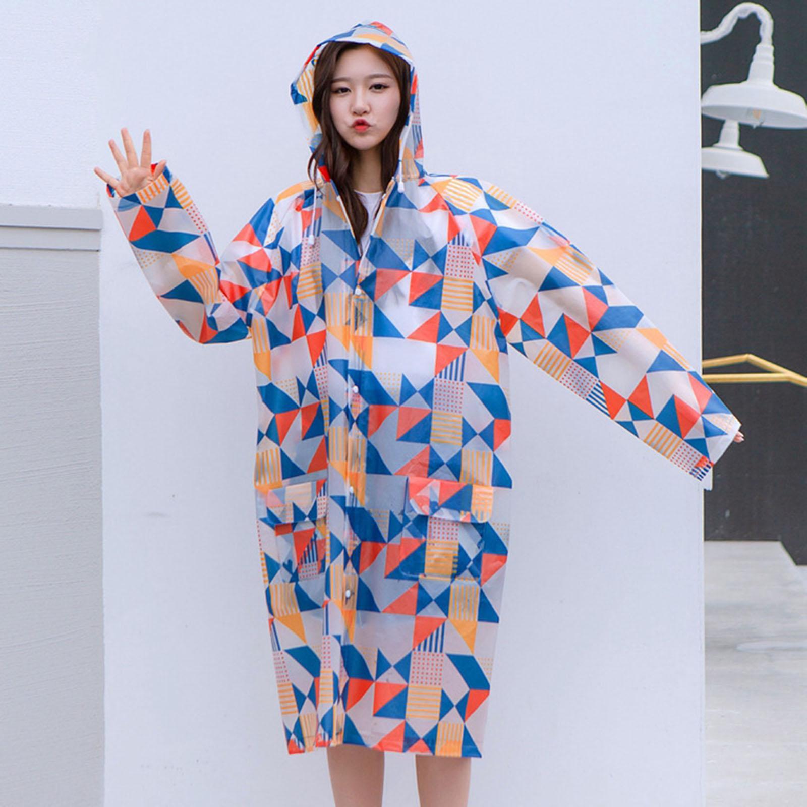 Reusable Raincoat Rain Coats Poncho with Hoods Hiking Running Rainwear M