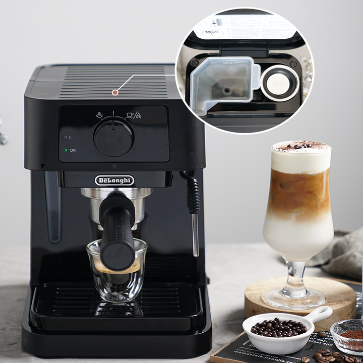 Máy pha cà phê Espresso Delonghi EC235.BK công suất 1100W, áp suất 15 bar - Hàng Nhập Khẩu