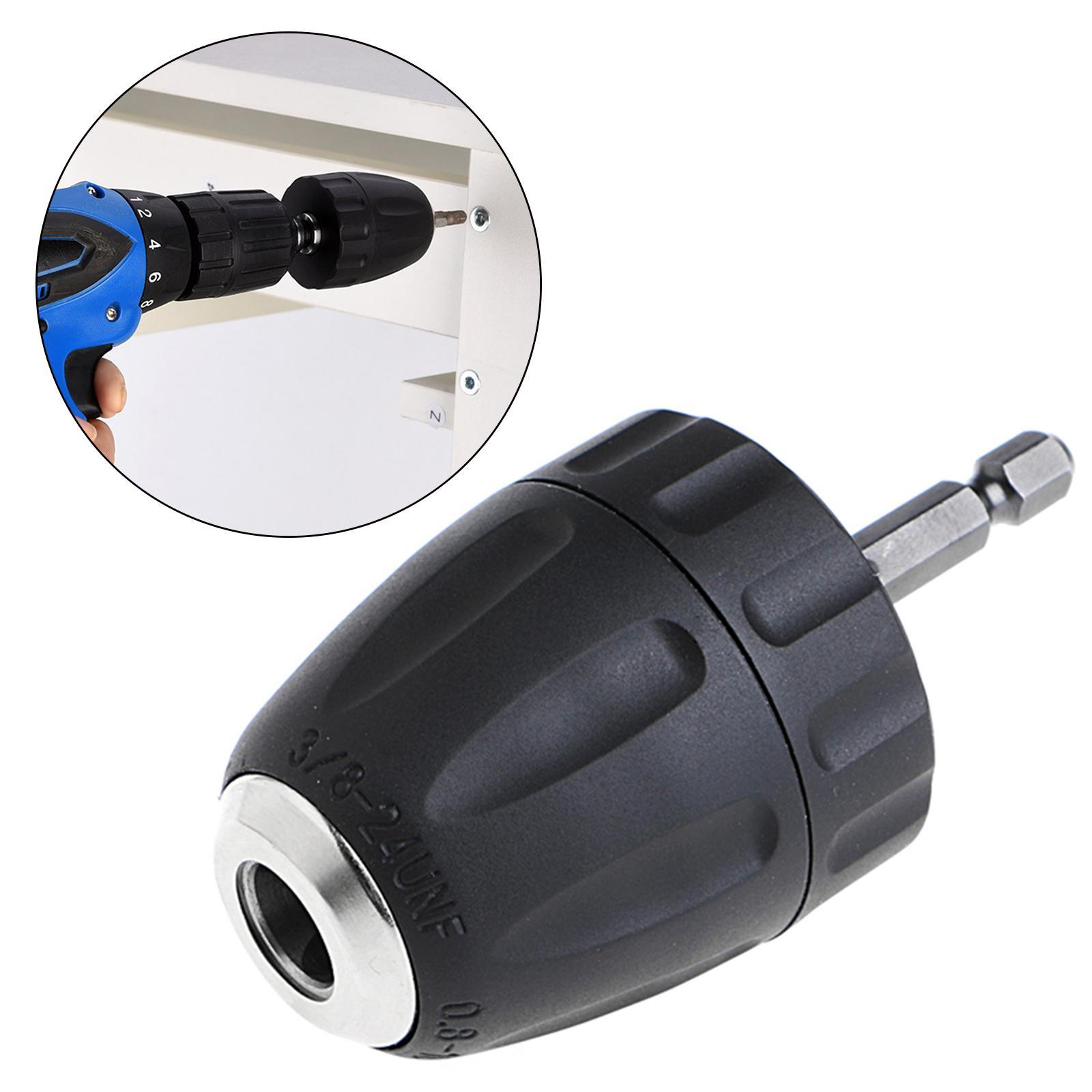 Keyless Mini Drill Chuck Adaptor 10mm Hex Shank for Micro Drill Bits for Cordless Screwdrivers Drills and Power DIY Tools
