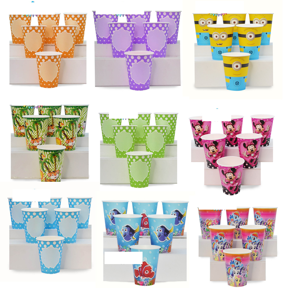 Set 6 cốc giấy, ly giấy sinh nhật hoạ tiết ngẫu nhiên