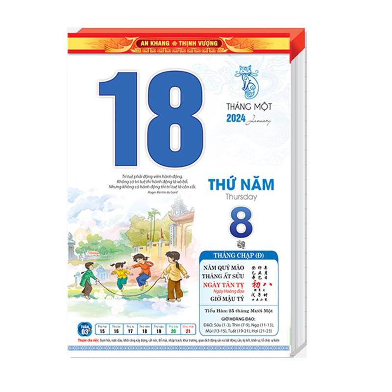 Bloc lịch 2024 - kích thước 17cm x 25 cm – Trò chơi dân gian - NH09