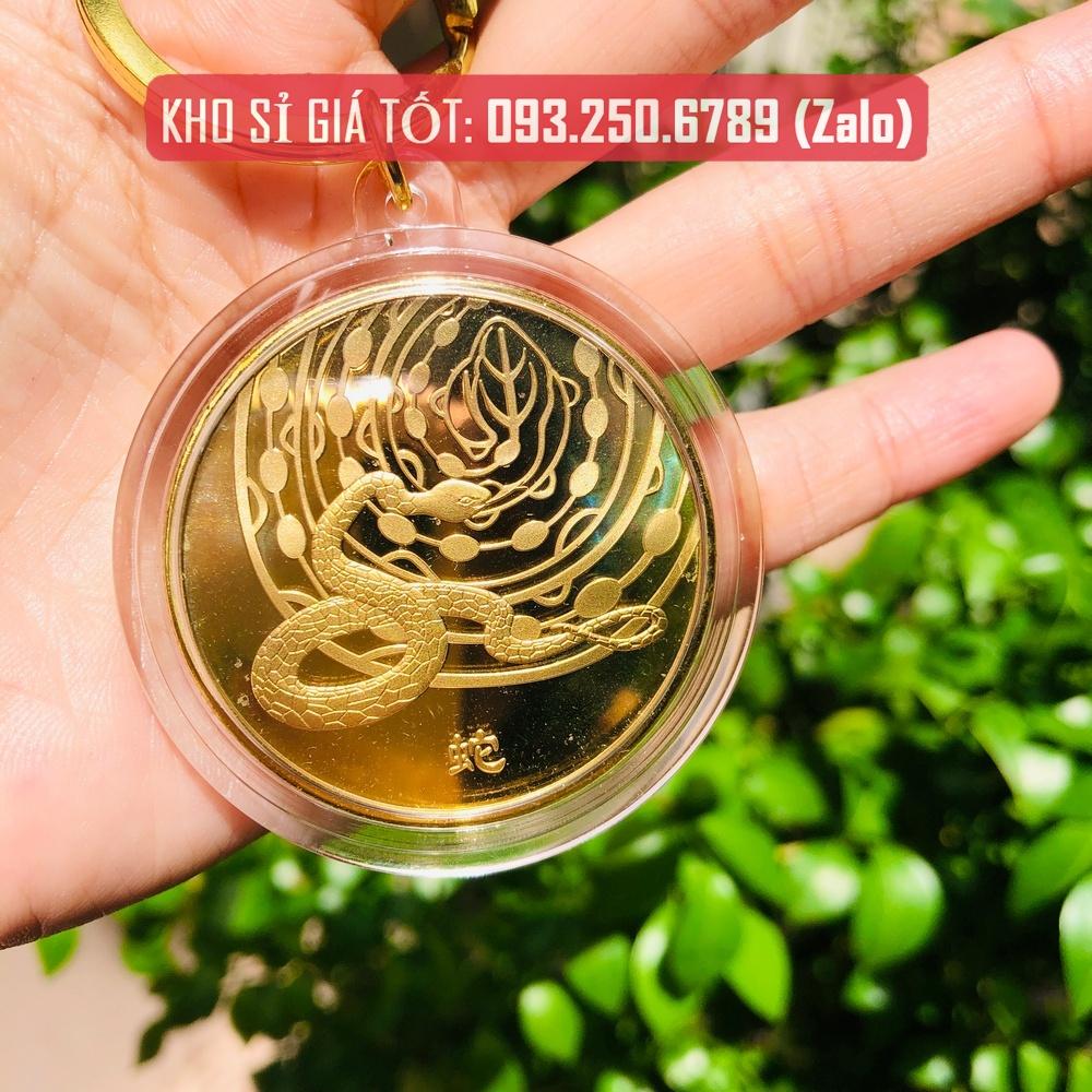 Móc Khóa Đồng Xu Khắc Hình 12 Con Giáp, Niken Mạ Vàng Phong Thủy - AnNhien