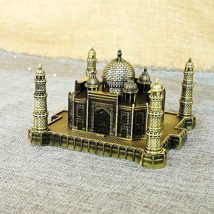 Mô hình lăng mộ Taj Mahah cao 6cm size trung màu vàng rêu