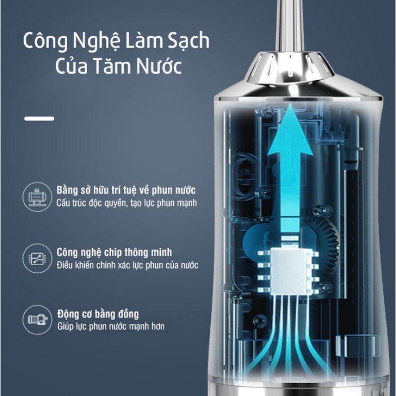 Máy tăm nước 4 đầu vệ sinh răng miệng sạch hơn