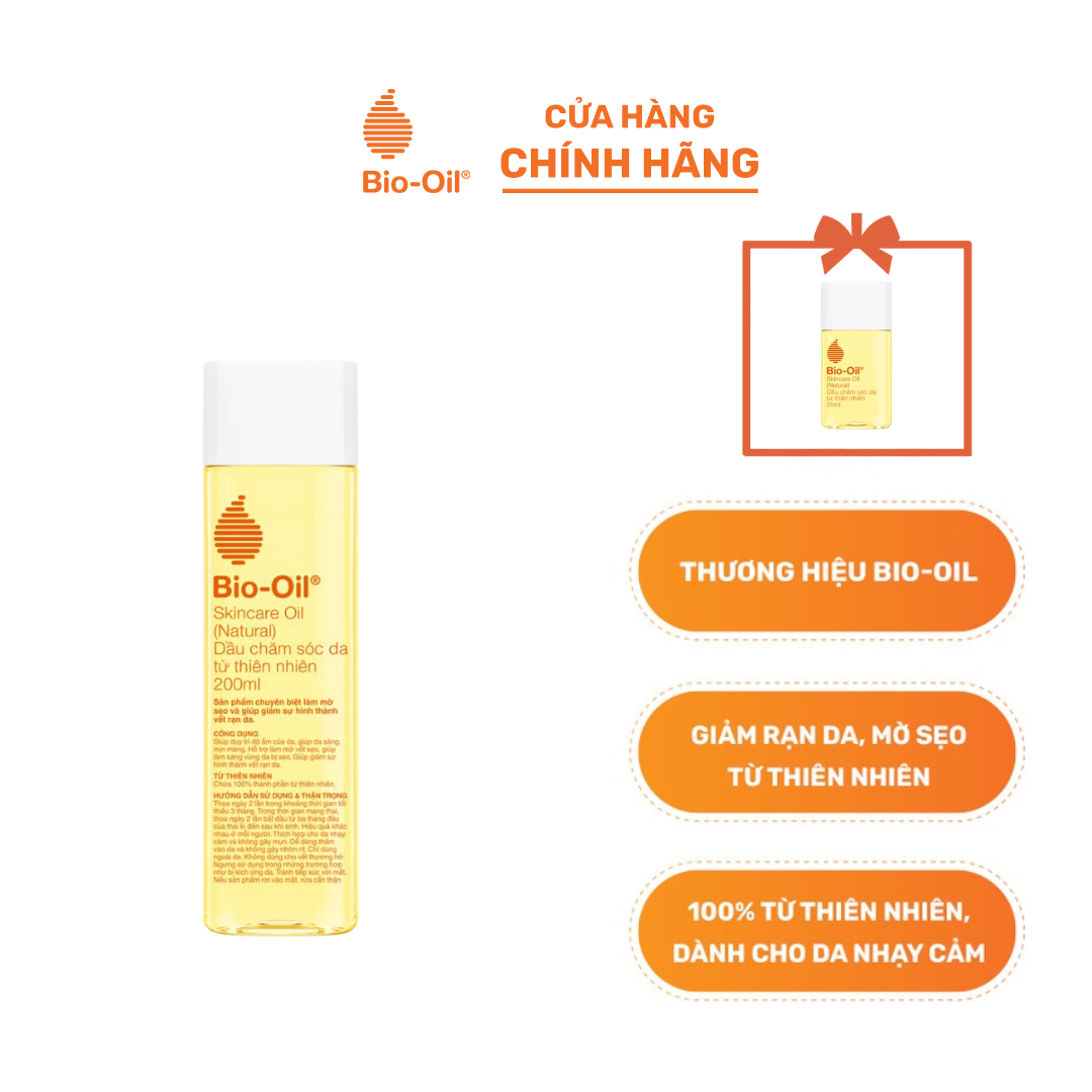 [CHÍNH HÃNG] - BIO OIL SKIN CARE NATURAL 200ML + BIO OIL SKINCARE NATURAL 25ML - Dầu Chăm Sóc Da Từ Thiên Nhiên Giúp Giảm Rạn Da, Mờ Sẹo