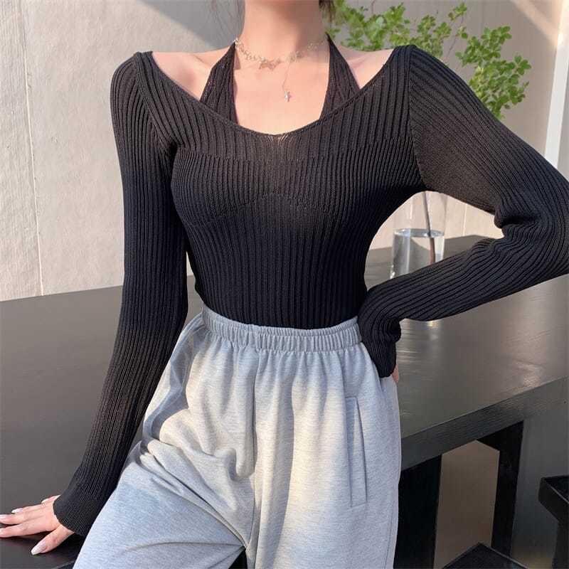 ÁO ĐIỆU CỔ YẾM BUỘC NƠ LEN SIÊU CO GIÃN SEXY