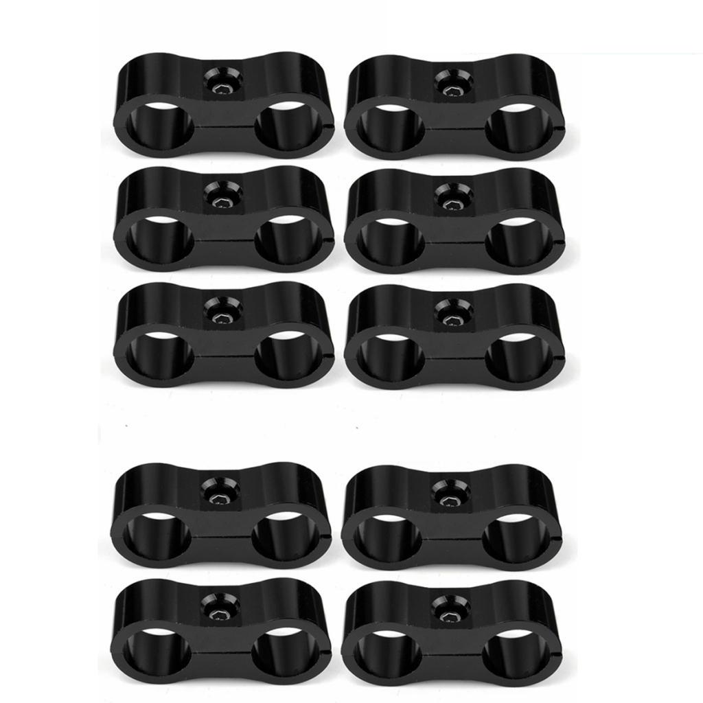 10 Pieces AN6 AN-6 13.4mm Braided Hose Separator Dual Mount Clamp Black