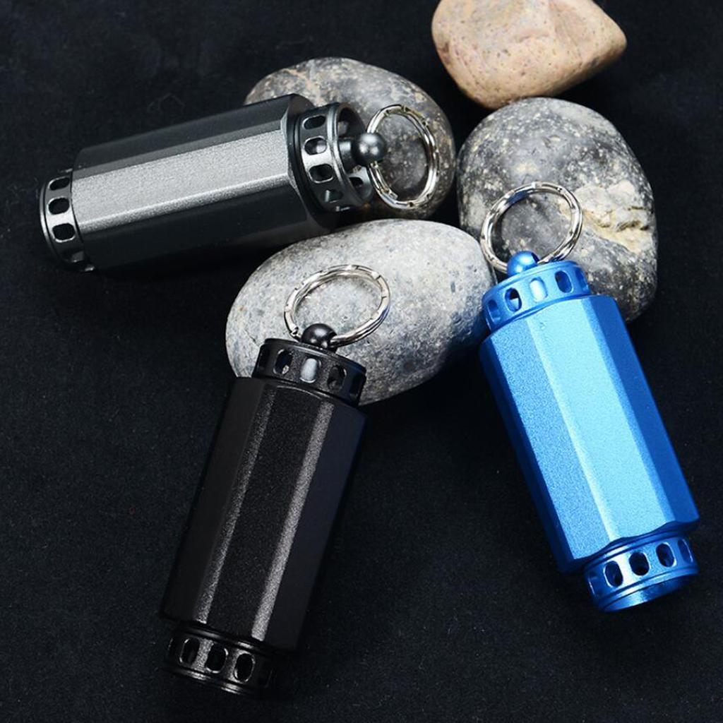 Outdoor Survival Aluminium Cases Waterproof Capsule Sealed Bottle   S Black