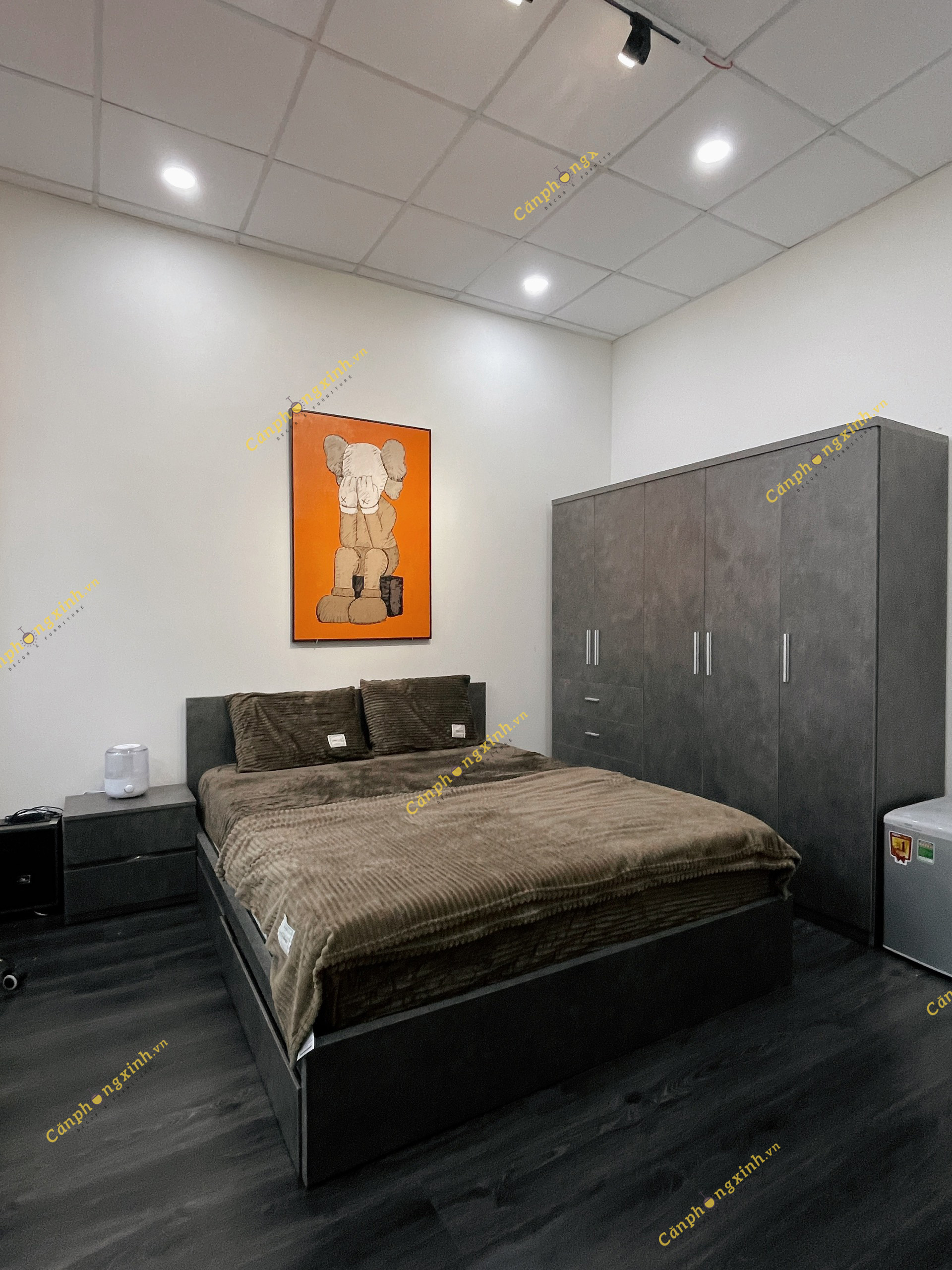 [Freeship HCM] Giường ngủ gỗ cn MDF, giường 2 hộc kéo CPX-G47 màu Bê tông