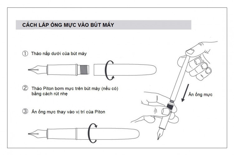 hướng dẫn lắp ống mực vào bút máy hướng dẫn lắp ống mực vào bút máy