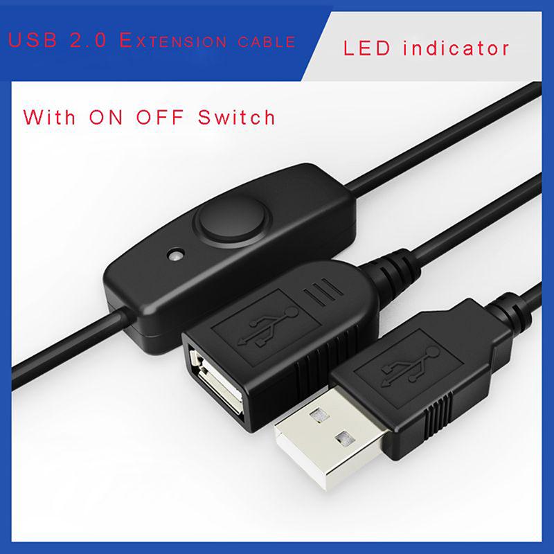 Đồng bộ hóa dữ liệu 0,5/1m Dây nối dài USB 2.0 Cáp nối dài USB có công tắc BẬT TẮT Đèn báo LED cho Raspberry Pi PC Quạt USB Đèn LED Màu sắc: 100cm
