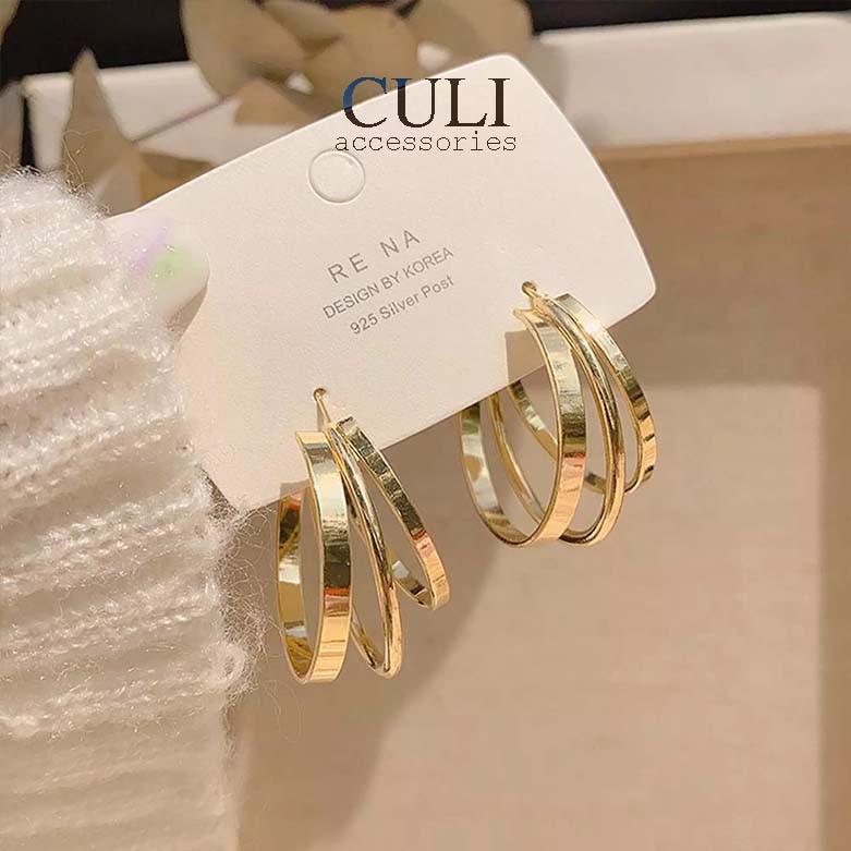 Khuyên tai bạc 925 Basic triple hoops HT651 - Culi accessories