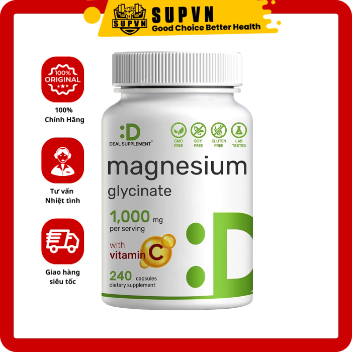 Magnesium Glycinate 1000mg With Vitamin C (240viên) Deal Supplement