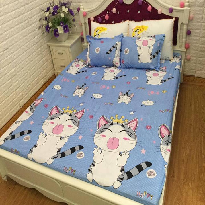 BỘ GA VỎ GỐI COTTON PHA MÈO THẦN TÀI