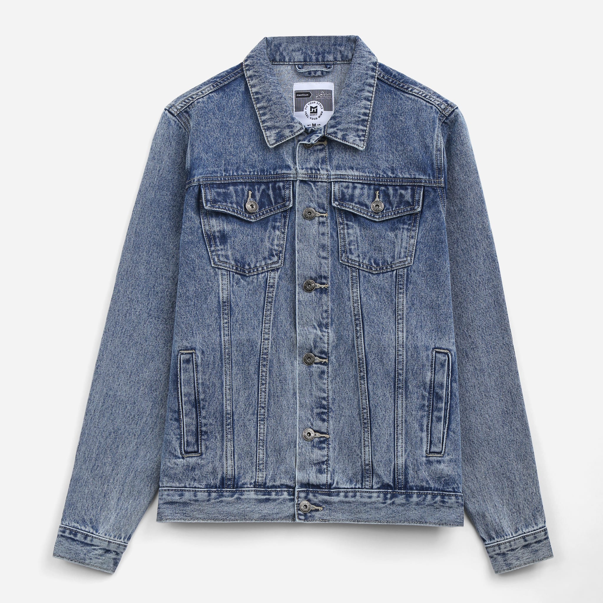 Áo khoác Jean nam basic MENFIT DC301 chất denim cao cấp, dày dặn, form chuẩn tôn dáng