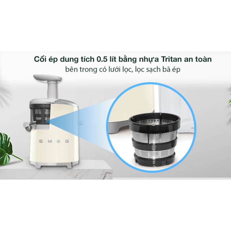 Máy ép chậm Smeg màu kem SJF01CREU (535.43.625) - Hàng chính hãng