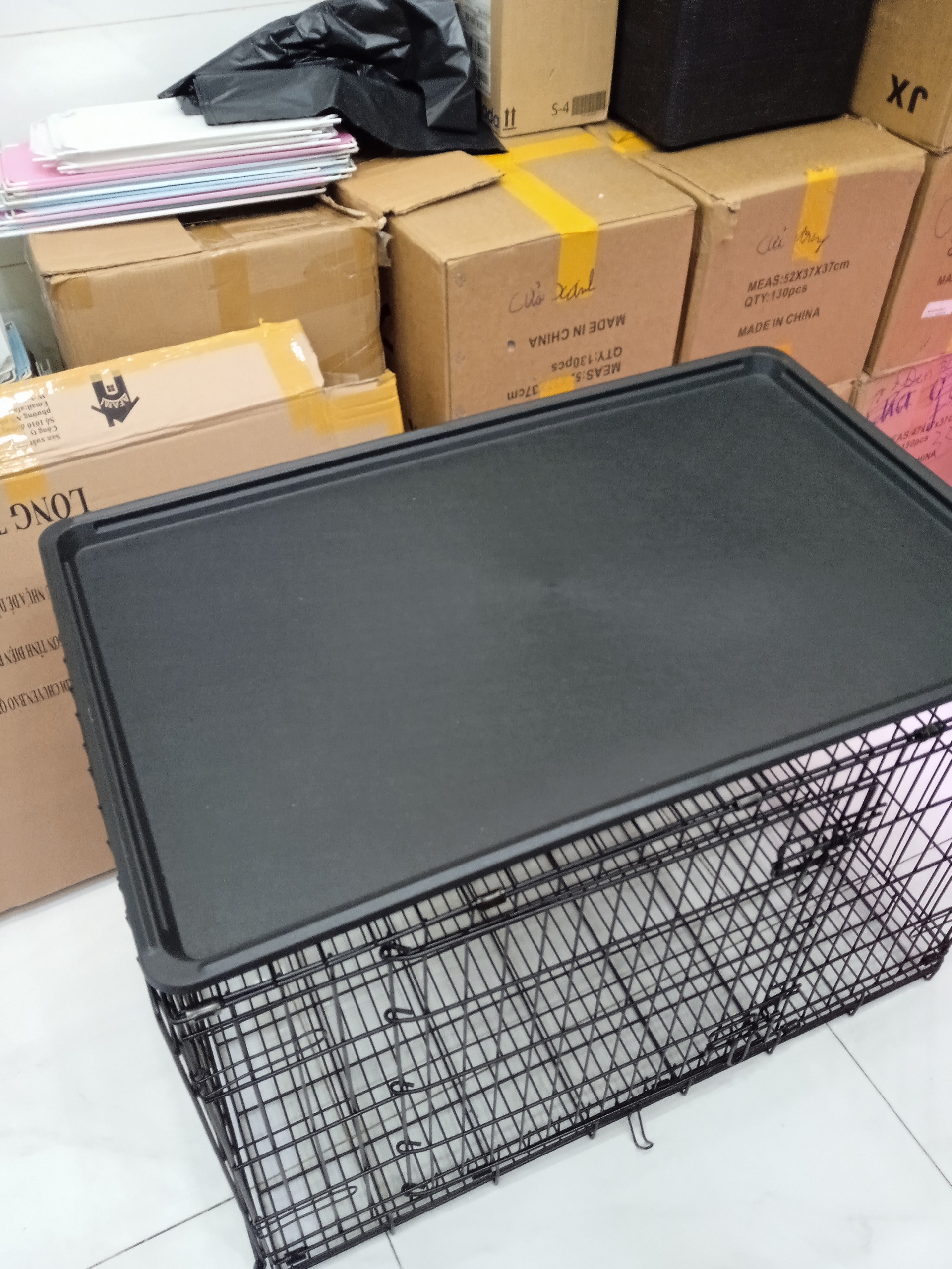 CHUỒNG CHÓ SIZE LỚN NAN SIÊU DÀY 90X60X65CM GẤP GỌN TIỆN LỢI DÀNH CHO PET LỚN